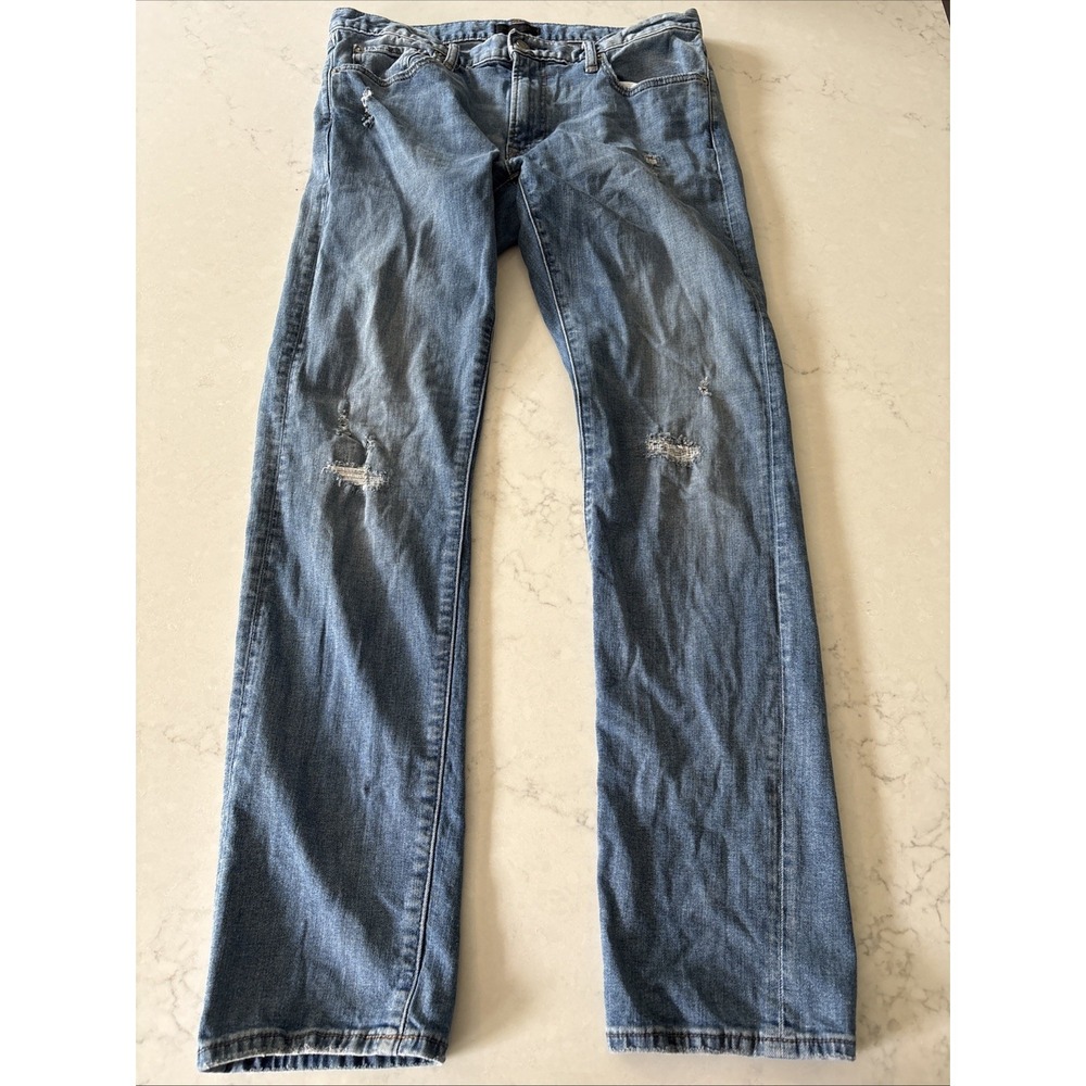 Uniqlo Men's Jeans 32x31 Slim Straight Distressed Low Rise Medium Wash Pants 32